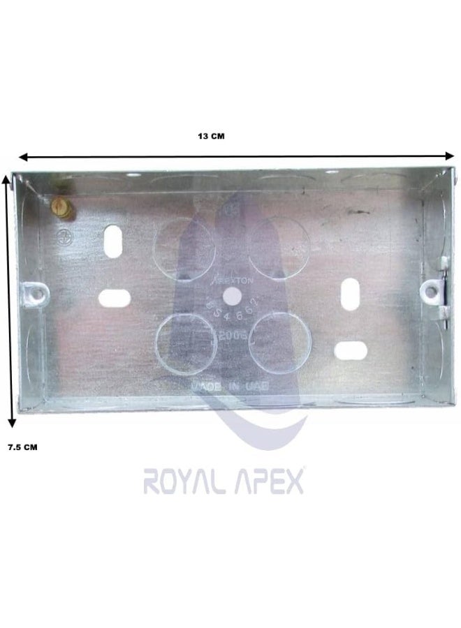 Royal Apex Double 2-Gang Metal Flush Mount Pattress Galvanised Metal Box - Image 2