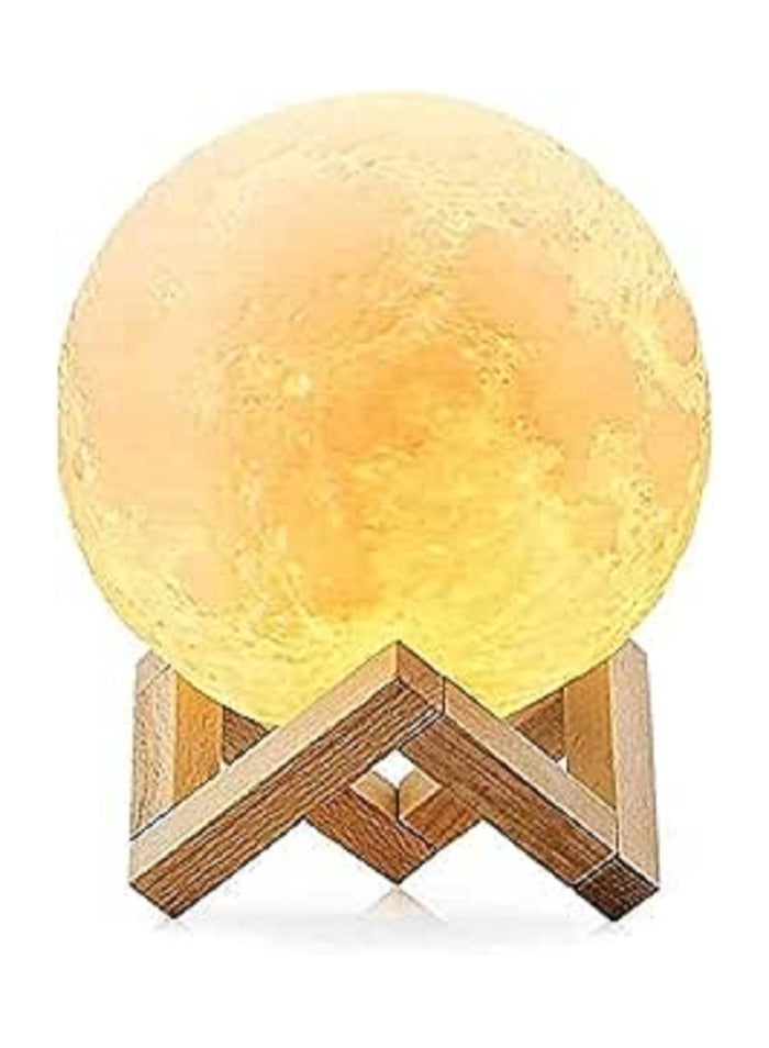 مصباح طاولة ليلي LED على شكل القمر ثلاثي الأبعاد أبيض/بيج 15سم - Image 1