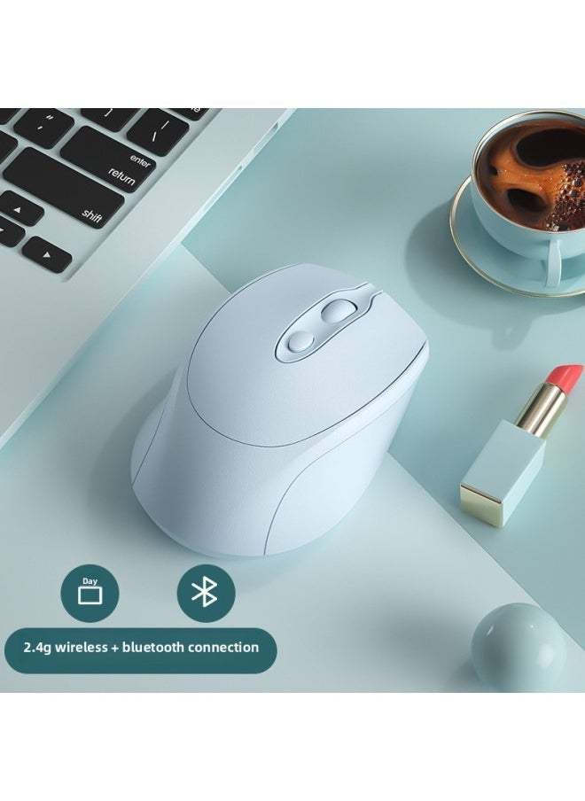 Laptop Universal Wireless Bluetooth Mouse Rechargeable Dual-Mode Mute Office Unisex Universal Mouse-Specification:[sky Blue] Bluetooth + 2.4g Wireless Version★Charging Silent★→free Mouse Pad - Official Standard - Image 1