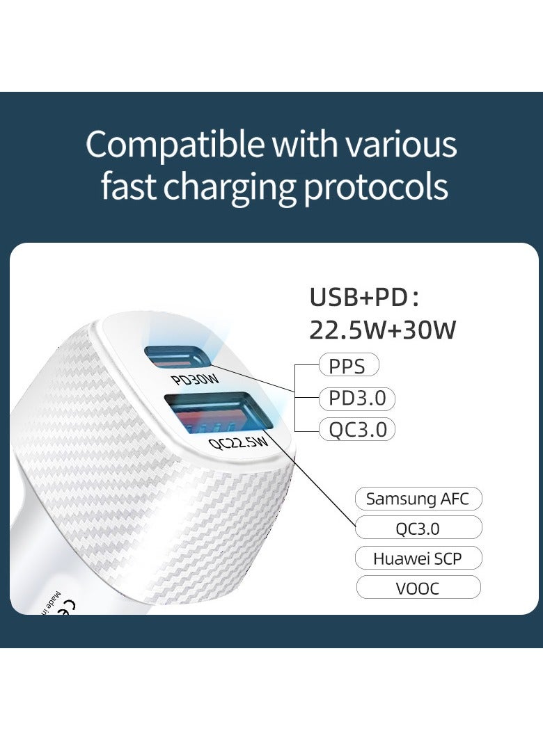JEEJPV Car Charger, 52W PD USB-C/Quick Charge 3.0 USB Port Adapter with 2 Port, Compatible with iPhone 15 15 Pro 14 Plus 14 Pro Max 13 12 11 SE Xs X, iPad, Samsung Galaxy Note Other Smartphone - Image 2