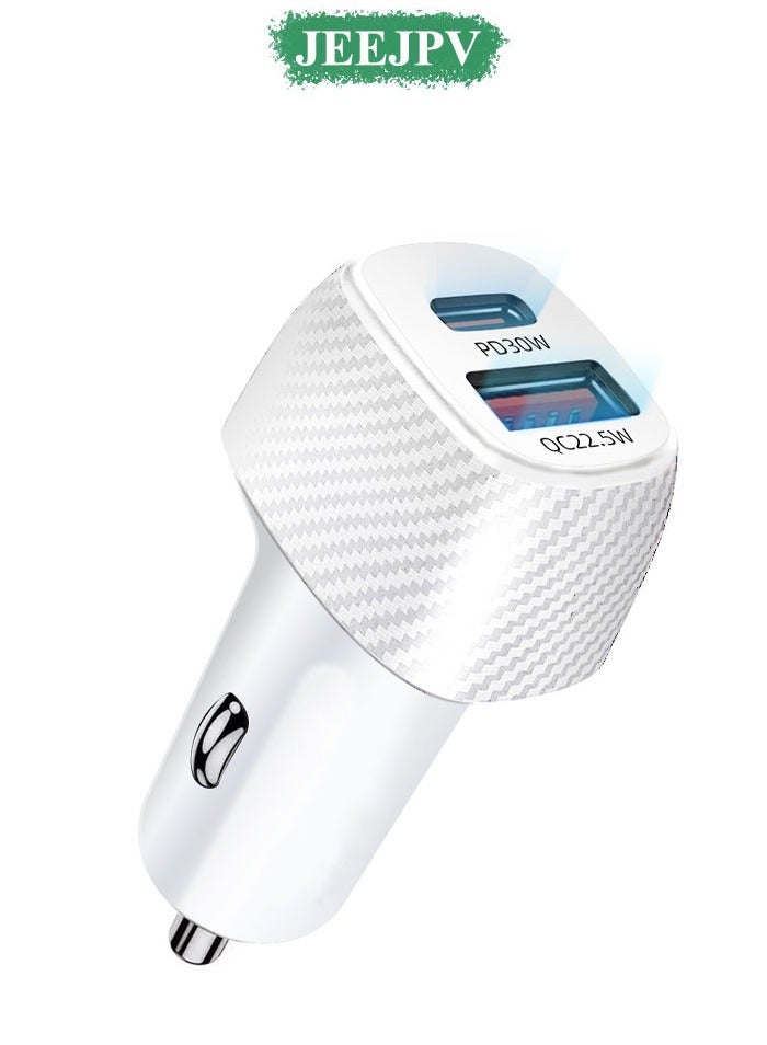 JEEJPV Car Charger, 52W PD USB-C/Quick Charge 3.0 USB Port Adapter with 2 Port, Compatible with iPhone 15 15 Pro 14 Plus 14 Pro Max 13 12 11 SE Xs X, iPad, Samsung Galaxy Note Other Smartphone - Image 1