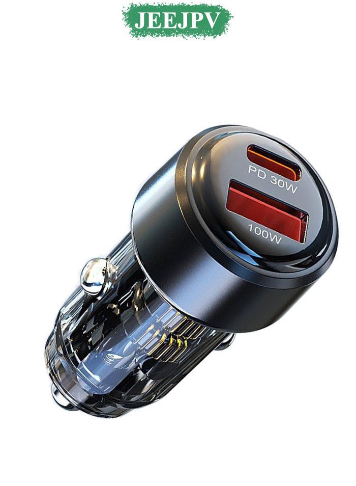 JEEJPV 100W Fast Car Charger USB C with Voltage Display,  PD3.0/QC3.0/AFC/FCP Fast Charging Dual Port Car Power Adapter for iPhone 13 Pro Max/13 Pro/13/13 mini/12 Pro Max, Samsung Galaxy S21/S21+/S20+  - Image 1