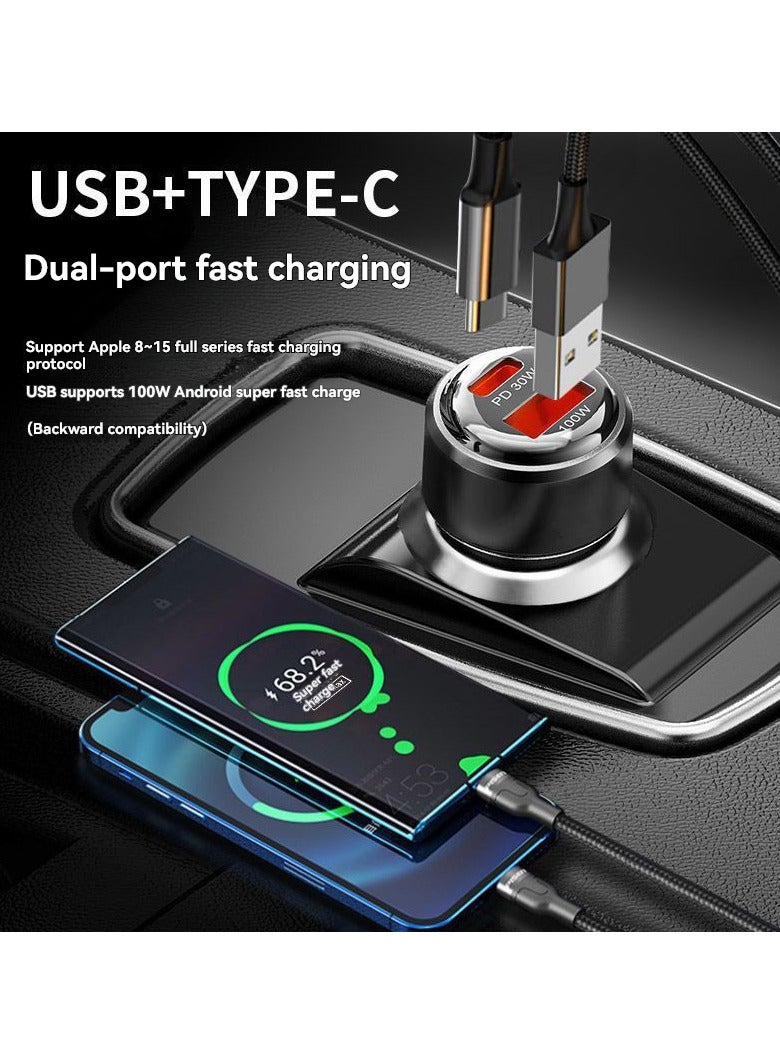 JEEJPV 100W Fast Car Charger USB C with Voltage Display,  PD3.0/QC3.0/AFC/FCP Fast Charging Dual Port Car Power Adapter for iPhone 13 Pro Max/13 Pro/13/13 mini/12 Pro Max, Samsung Galaxy S21/S21+/S20+  - Image 3