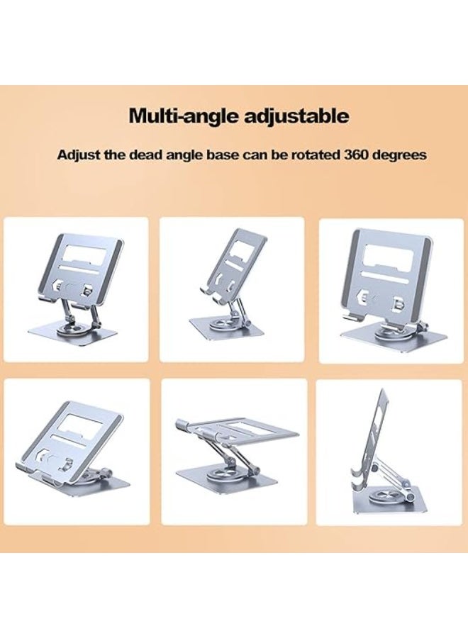 حامل لابتوب من الألمنيوم مع قاعدة دوارة 360 درجة – حامل لابتوب عملي وقابل للتعديل للمكتب والمنزل - Image 2