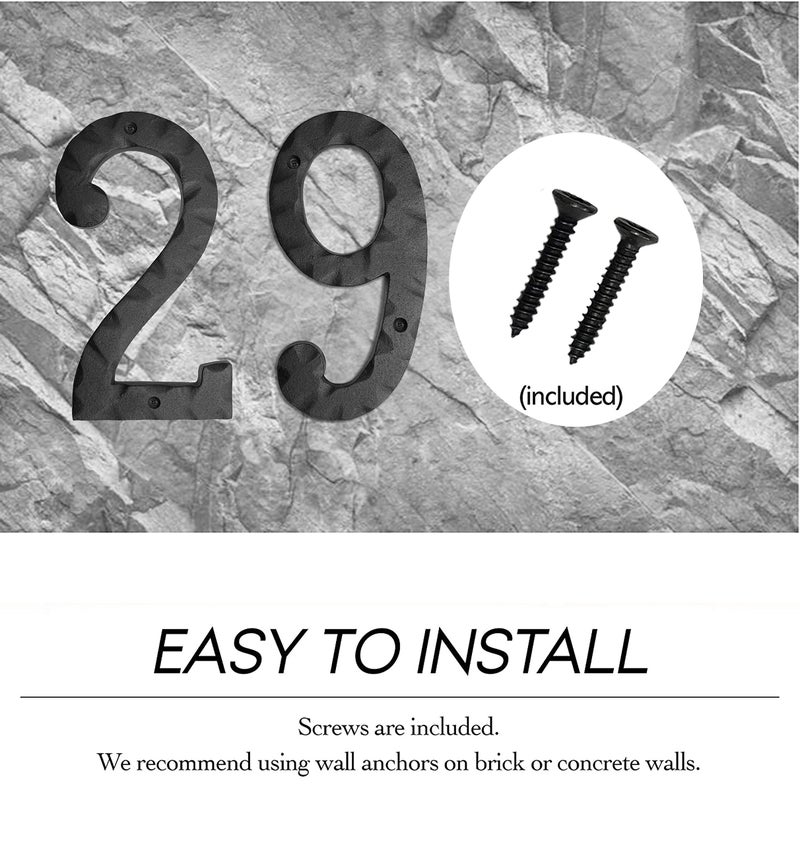 NACH House Numbers for Outside, 6 inch Black Address Numbers for House - Number 0 - Rustic Numbers for Outside with Mounting Hardware - Image 3
