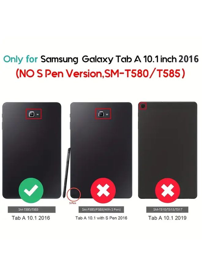 حافظة لجهاز سامسونج جالاكسي تاب A 10.1 T580 T585 باللون الكحلي (نايفي) - غطاء قابل للطي بثلاث أوضاع للحامل. - Image 3
