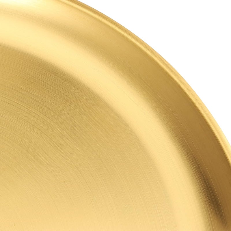 JOIKIT 4 Pack 10 Inch Gold Stainless Steel Plate Round Metal Dinner Plates Kitchenware Dinner Dishes Serving Tray Large Camping Plates for BBQ Snack Food Serving Dishwasher Safe - Image 3