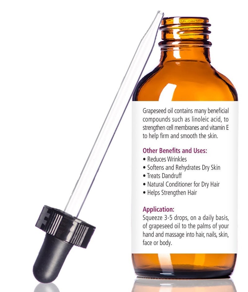 Renewalize ORGANIC GRAPESEED OIL Anti-Aging Moisturizer - Facial Cleanser in 4 oz Glass Bottle | Unrefined, Cold Pressed Grape Seed Oil | Essential to Reduce Skin Wrinkles and Stretch Marks - Image 2