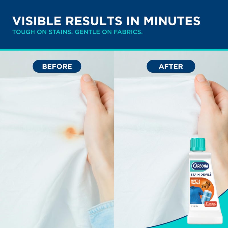 Carbona Stain DevilsÂ® #9 | Rust & Perspiration | Professional Strength Laundry Stain Remover | Multi-Fabric Cleaner | Safe On Skin & Washable Fabrics | 1.7 Fl Oz, 1 Pack - Image 2
