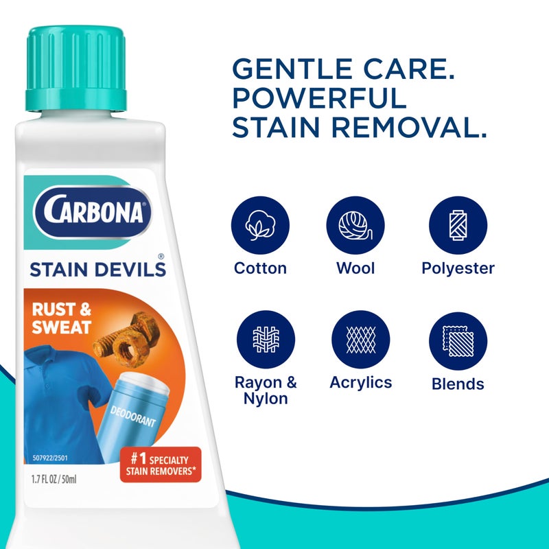 Carbona Stain DevilsÂ® #9 | Rust & Perspiration | Professional Strength Laundry Stain Remover | Multi-Fabric Cleaner | Safe On Skin & Washable Fabrics | 1.7 Fl Oz, 1 Pack - Image 5