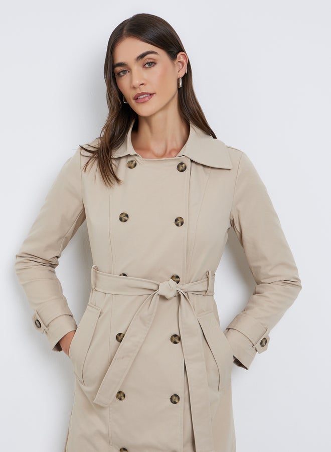 Styli Women Beige Midi Trench Coat - Image 2
