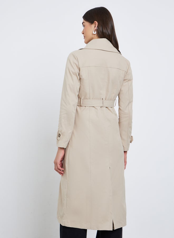 Styli Women Beige Midi Trench Coat - Image 4