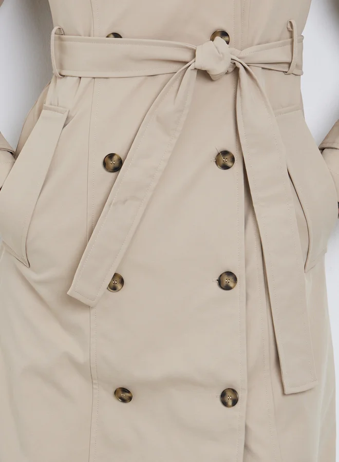 Styli Styli Women Beige Midi Trench Coat