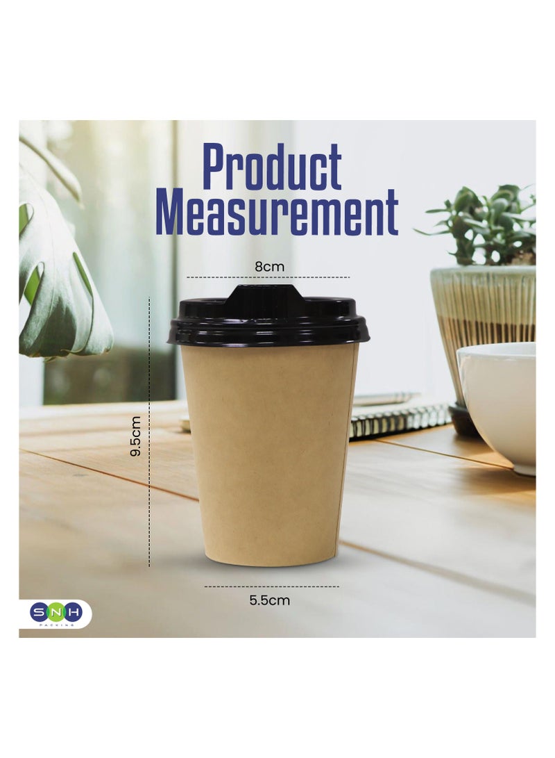 إس إن إتش باكينج SNH Packing أكواب قهوة ورقية للاستعمال الواحد بسعة 8 أونصات (عبوة من 10) بغطاء بني - أكواب ورقية متينة بجدار واحد مع غطاء للمشروبات الباردة والساخنة - مثالية للمقاهي والمكاتب. قم بزيارة متجر SNH Packing. - Image 2