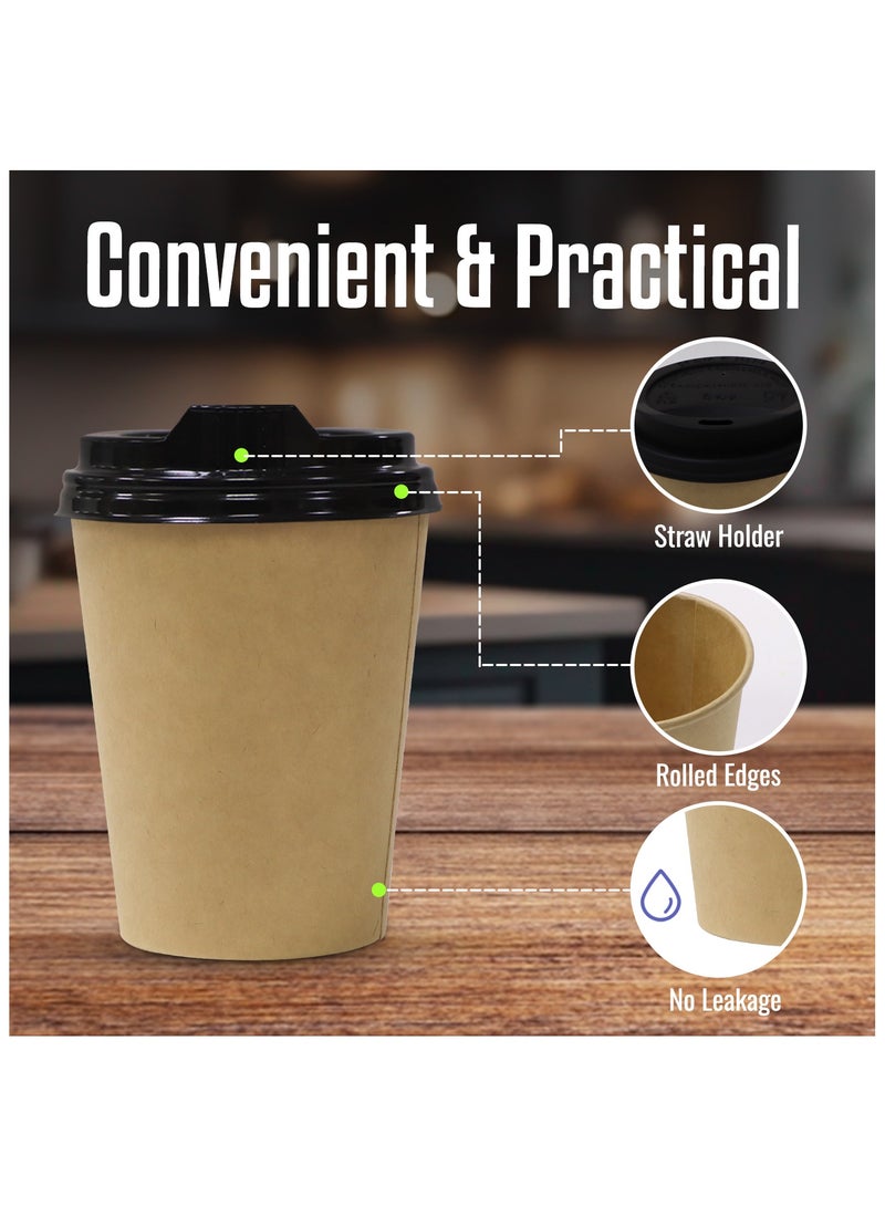 إس إن إتش باكينج SNH Packing أكواب قهوة ورقية للاستعمال الواحد بسعة 8 أونصات (عبوة من 10) بغطاء بني - أكواب ورقية متينة بجدار واحد مع غطاء للمشروبات الباردة والساخنة - مثالية للمقاهي والمكاتب. قم بزيارة متجر SNH Packing. - Image 5