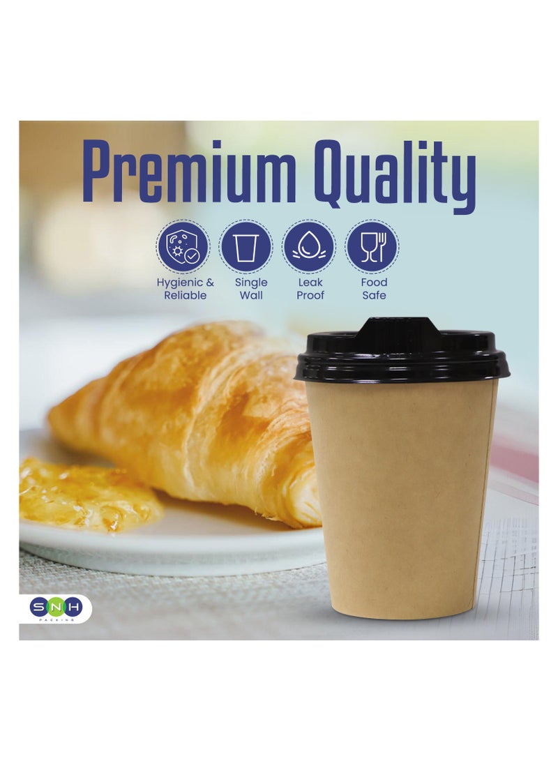 إس إن إتش باكينج SNH Packing أكواب قهوة ورقية للاستعمال الواحد بسعة 8 أونصات (عبوة من 10) بغطاء بني - أكواب ورقية متينة بجدار واحد مع غطاء للمشروبات الباردة والساخنة - مثالية للمقاهي والمكاتب. قم بزيارة متجر SNH Packing. - Image 3