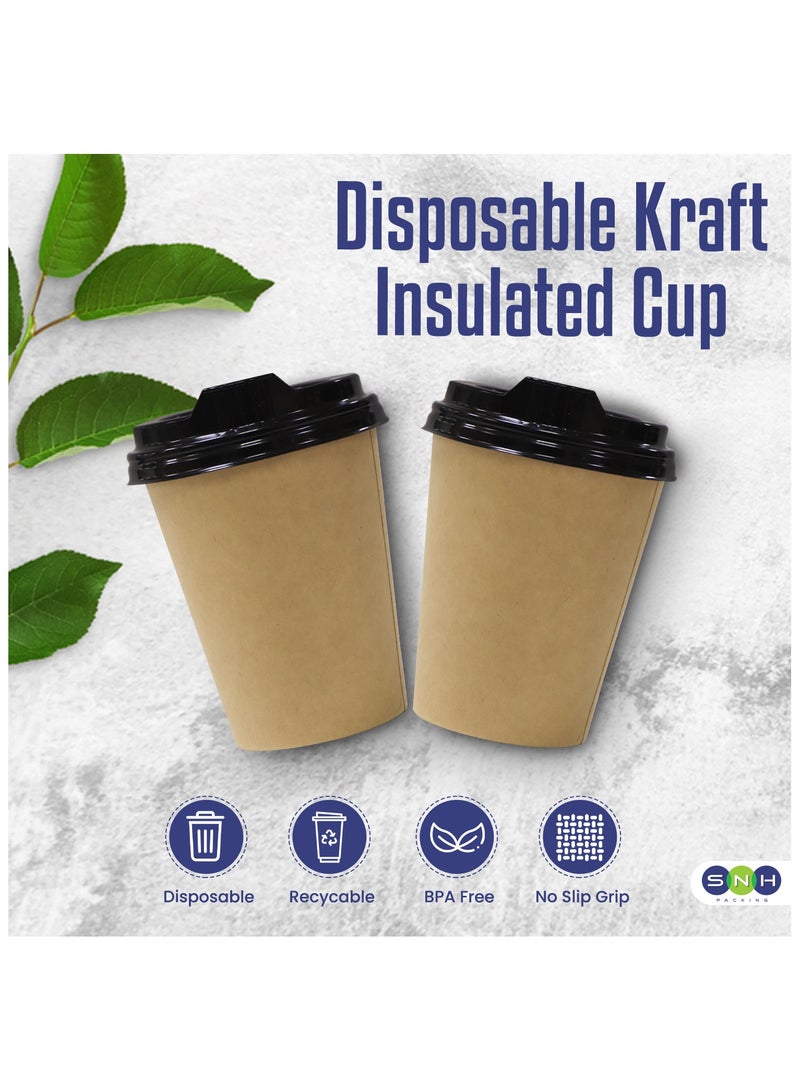 إس إن إتش باكينج SNH Packing أكواب قهوة ورقية للاستعمال الواحد بسعة 8 أونصات (عبوة من 10) بغطاء بني - أكواب ورقية متينة بجدار واحد مع غطاء للمشروبات الباردة والساخنة - مثالية للمقاهي والمكاتب. قم بزيارة متجر SNH Packing. - Image 4