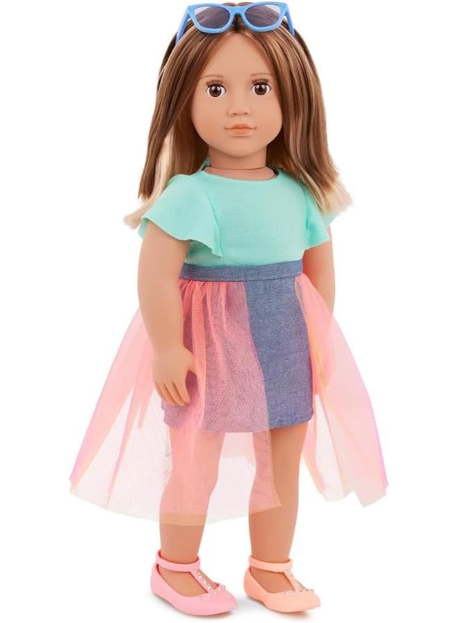 Our Generation - Doll w/Denim & Tulle Skirt Outfit - Lisa Doll OG - Lisa - 18-inch Fashion Doll in Tulle Skirt Outfit - Image 2