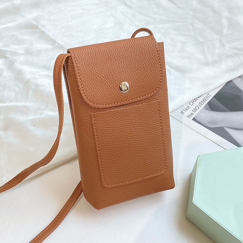 Mobile Phone Bag Vertical Lightweight Casual Small Bag Women'S Crossbody Bag Easiest For Match Genuine Leather Texture Walking Bag - Image 1