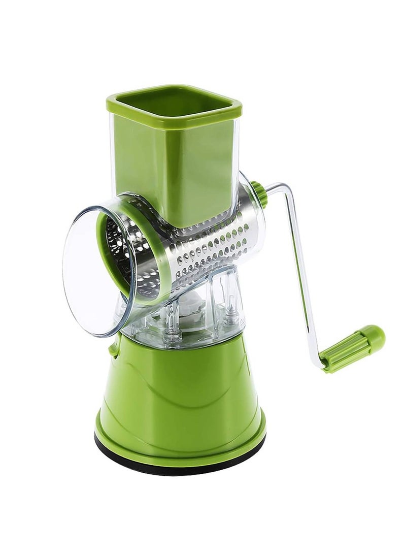 DIGI CORE Rotary Cheese Grater - Handheld Vegetables Slicer Cheese Shredder with Rubber Suction Base - 3 Stainless Drum Blades Included - Image 1