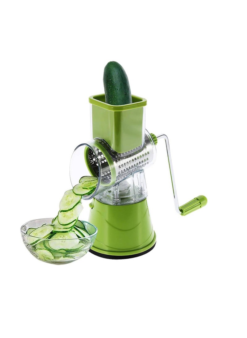 DIGI CORE Rotary Cheese Grater - Handheld Vegetables Slicer Cheese Shredder with Rubber Suction Base - 3 Stainless Drum Blades Included - Image 2