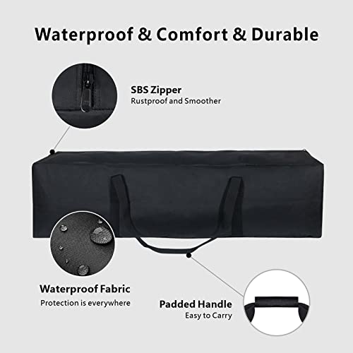 TOPDesign 1-Pack 46 Inch Extra Large Zippered Duffel Bag for Travel Camping Sports Equipment Storage, Waterproof Foldable Luggage Bag with Padded Handles (Black) - Image 3