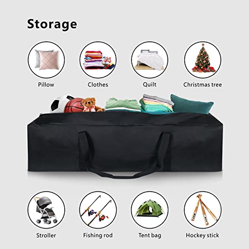 TOPDesign 1-Pack 46 Inch Extra Large Zippered Duffel Bag for Travel Camping Sports Equipment Storage, Waterproof Foldable Luggage Bag with Padded Handles (Black) - Image 4