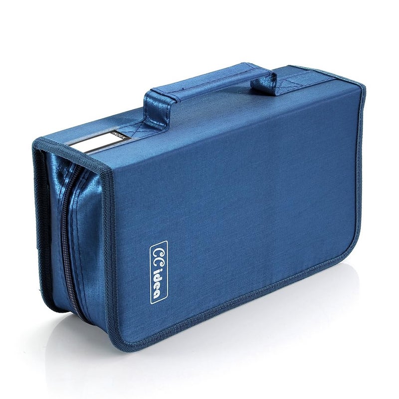 CCidea CD Case DVD Storage Holder 128 Capacity DVD Cases Organizer CD Plastic Protective Carrying BinderPortable Cd Wallet for Home Travel Blue 128blue L11 xW 6 x H35 INCH Beauty Case