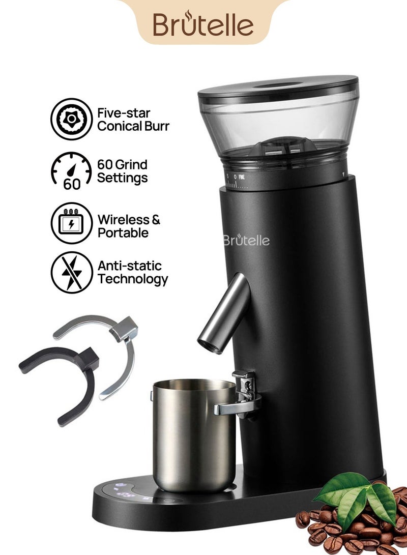 Brutelle Coffee Grinder Conical Burr Coffee Bean Grinder with 60 Adjustable Settings for V60 and 6-8 Cups for Home Office Coffee Corner - Image 1