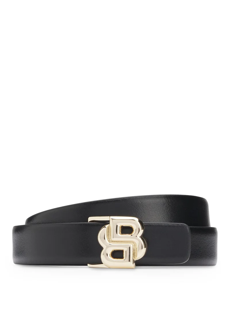 BOSS Reversible Italian-leather belt with Double B monogram buckle