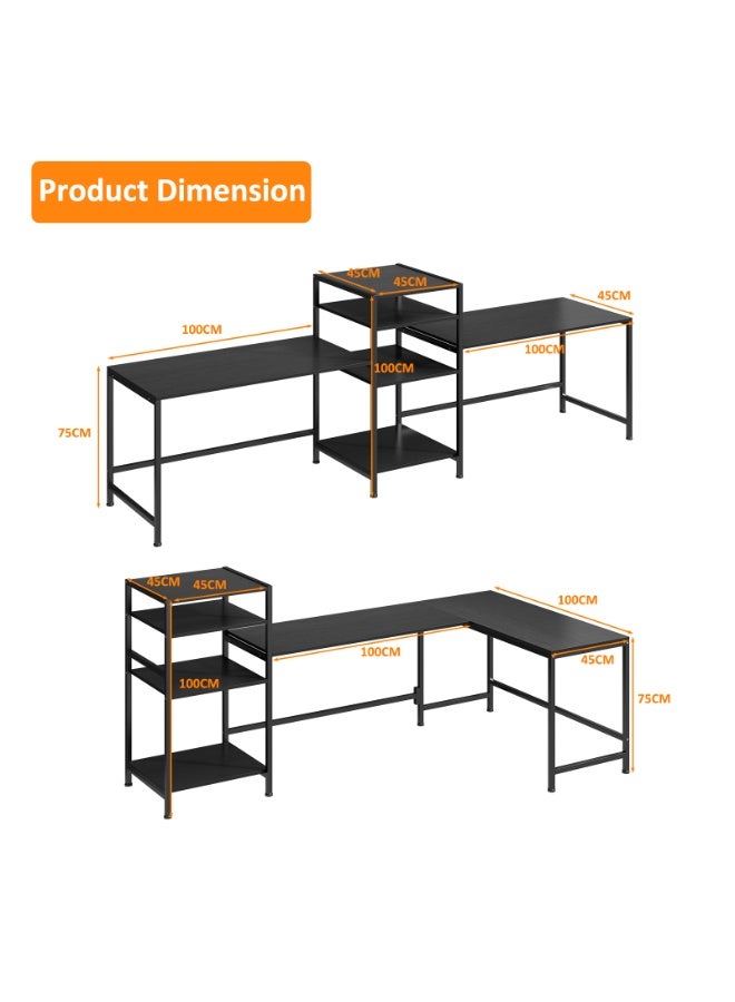 Canadel Gaming table with 4-tier shelf and willow wood texture desktop, computer desk with L-shaped or straight assembly, for Home Office, Game Room and Study - Image 2