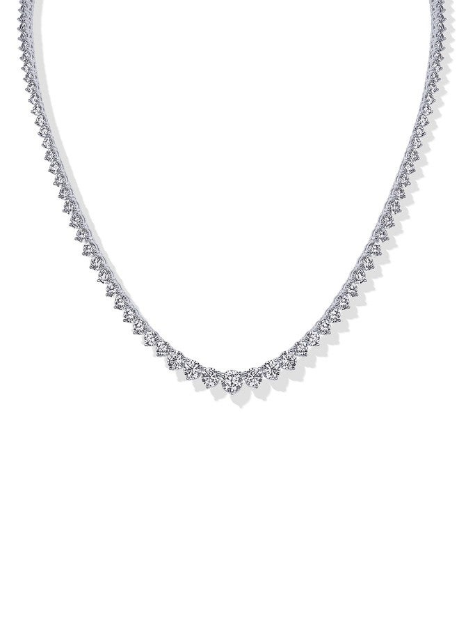 PAVOI Rhodium Plated Graduated Tennis Necklaces for Women - Cubic Zirconia Tennis Necklace for Brides & Bridesmaids - Simulated Diamond Chain Trendy Wedding Jewelry - 16 Inches - Image 3