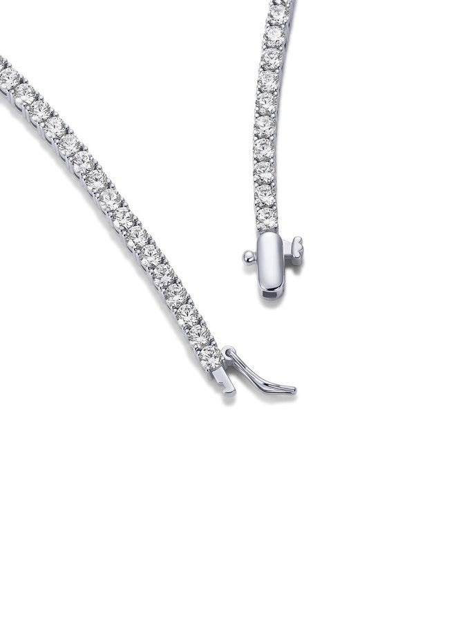 PAVOI Rhodium Plated Graduated Tennis Necklaces for Women - Cubic Zirconia Tennis Necklace for Brides & Bridesmaids - Simulated Diamond Chain Trendy Wedding Jewelry - 16 Inches - Image 5