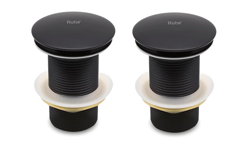 Ruhe® Waste Coupling | Brass Pop Up Waste Coupling with Smooth Push Button | (3 Inches) | Black Copper | Pack of 2 - Image 1