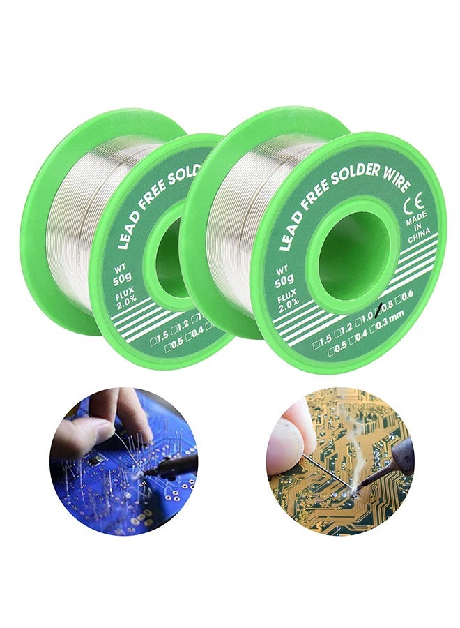 Peachjoy Lead Free Solder, Wire Rosin Core Electrical Solder Wire Fine Alloy Solder Sn99.3 Cu0.7 for Electrical, Electronic, Connector Soldering (2, 0.8mm 50g) - Image 1