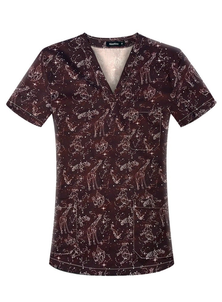 إسكدنيا طباعة الكرتون الخامس الرقبة الطبية الموحدة معطف صقيع مريحة لينة ملابس العمل