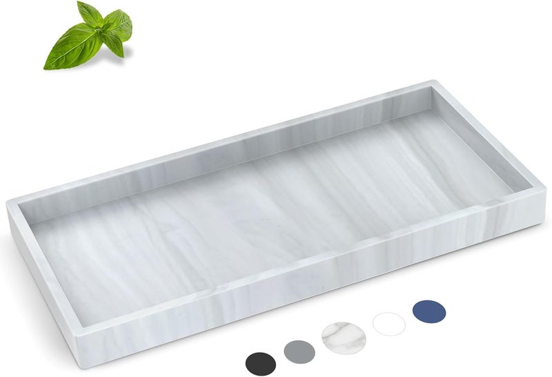 EG-SIPRO Bathroom Counter Tray, High-Grade Thickened Silicone Bathroom Vanity Tray,Shatterproof Durable Rectangle Bathroom Tray Soap Dispenser Tray for Bathroom Countertop - Image 1