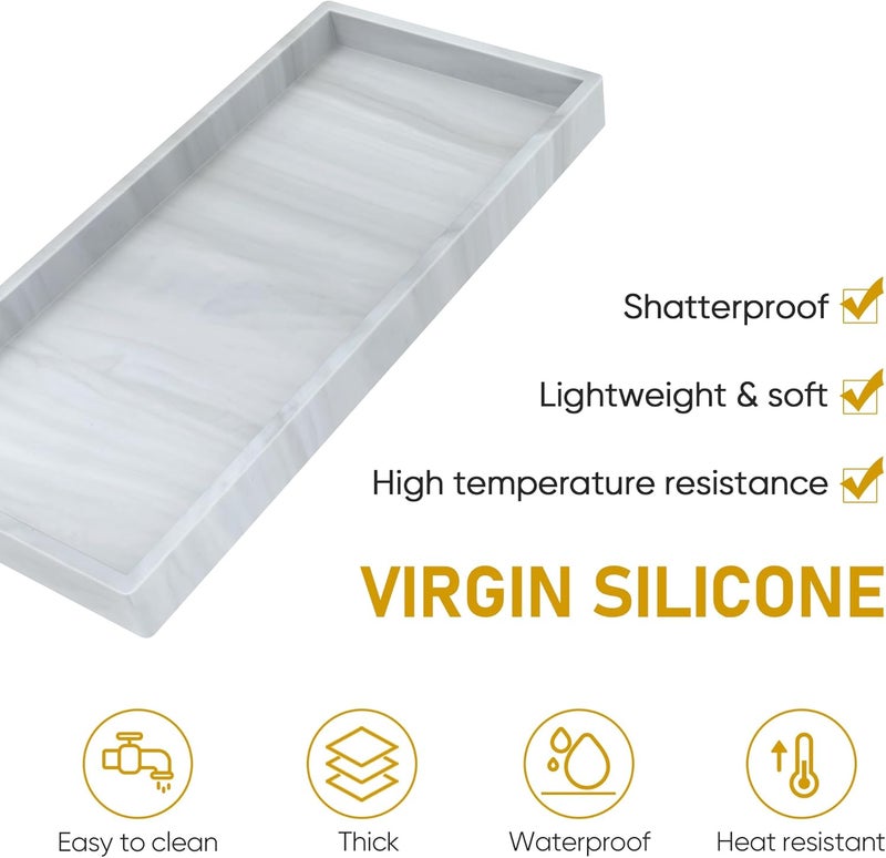 EG-SIPRO Bathroom Counter Tray, High-Grade Thickened Silicone Bathroom Vanity Tray,Shatterproof Durable Rectangle Bathroom Tray Soap Dispenser Tray for Bathroom Countertop - Image 4