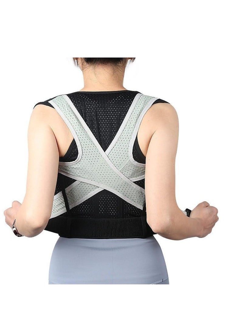 Back Brace Posture Corrector for Women and Men, Shoulder Straightener, Adjustable Full Back Support, Upper and Lower Back Pain Relief - Scoliosis, Hunchback, Hump, Thoracic, Spine Corrector (Grey) - Image 1