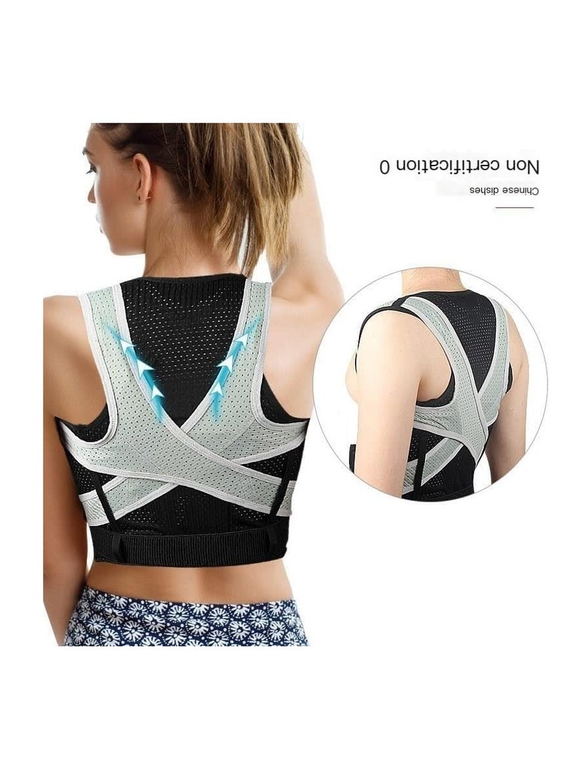 Back Brace Posture Corrector for Women and Men, Shoulder Straightener, Adjustable Full Back Support, Upper and Lower Back Pain Relief - Scoliosis, Hunchback, Hump, Thoracic, Spine Corrector (Grey) - Image 3