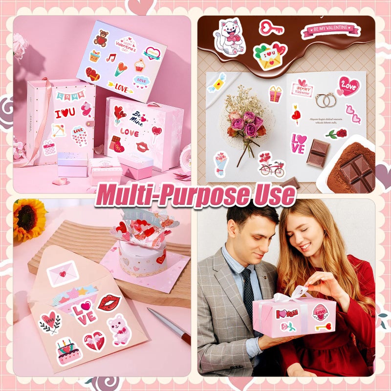 Cosomia 24 Sheets Valentine Stickers For Kids - 8 Diverse Valentines Love Stickers Designs - Valentine'S Day Party Favors Crafts Gifts & Decorations Activities Supplies - Image 5
