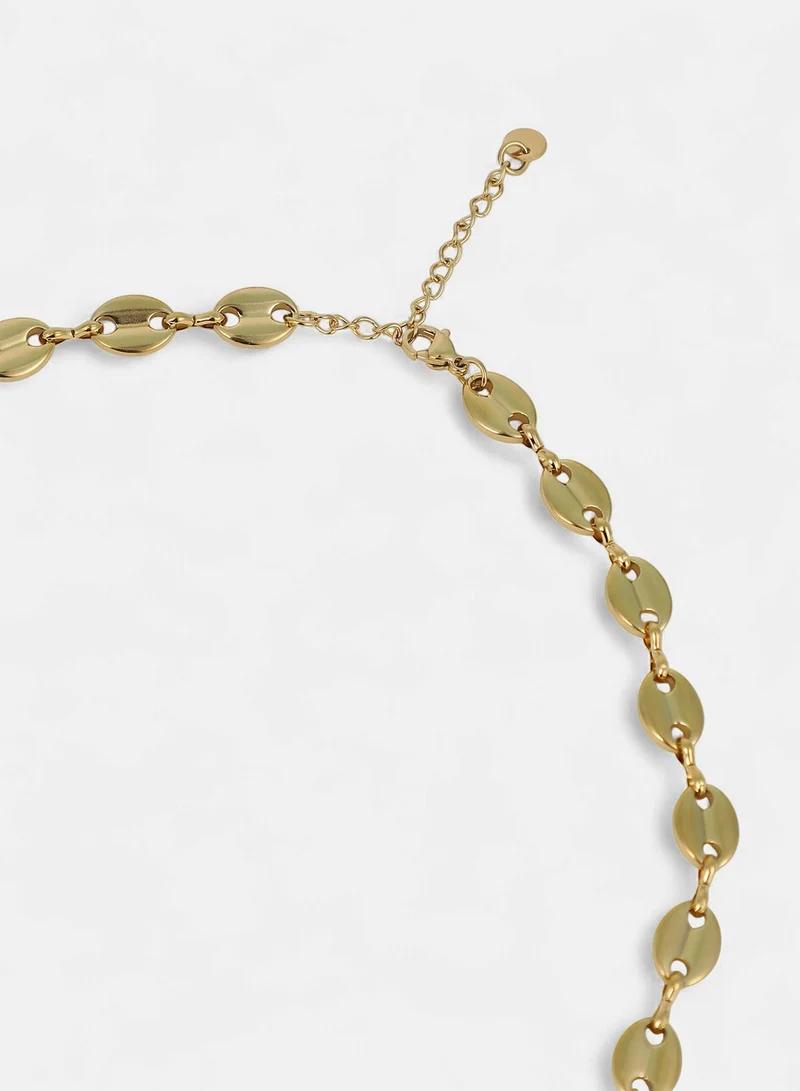 Sohi  Women The Dainty Coffee-Bean Collar Necklace | California  Colour | One-Size | Metallic Alloy Material | Lobster Clasp Closure | Necklace For Casual & Evening Wear for Women | Best Price UAE