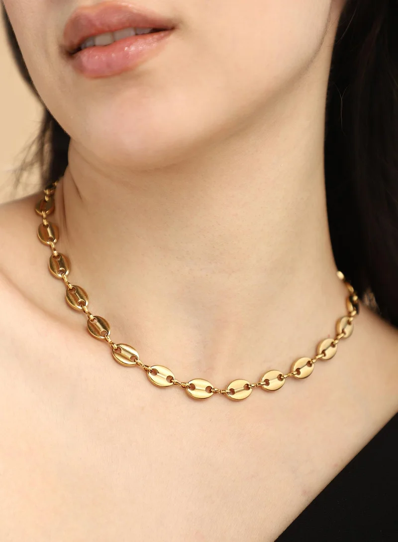 SOHI Women The Dainty Coffee-Bean Collar Necklace | California  Colour | One-Size | Metallic Alloy Material | Lobster Clasp Closure | Necklace For Casual & Evening Wear