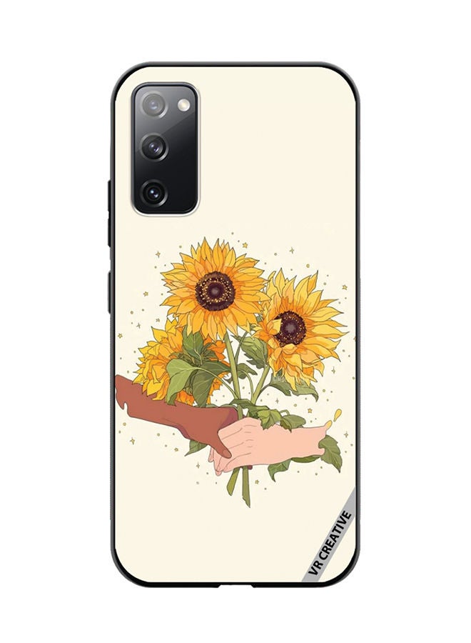 VR CREATIVE Protective Case Cover For Samsung Galaxy S20 FE 5G Sunflower With Hands Design Multicolour - Image 1