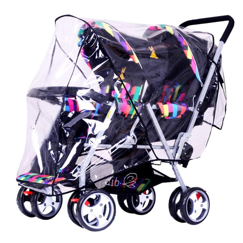 Universal Stroller Rain Cover for Pushchair Pram Rainproof Dustproof Windproof Rain Cover with Canopy and Zipper Door Easy Baby Lift in and OutEasy to InstallIdeal Air Circulation