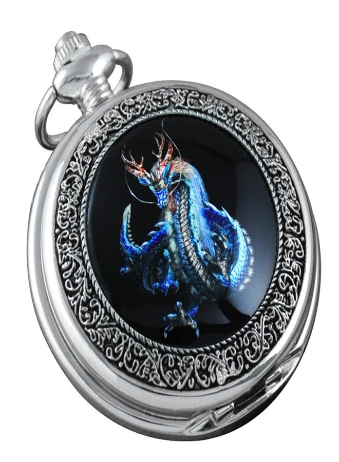 VIGOROSO Watches Steampunk Cool Evil Dragon Enamel Painting Pocket Watch in Gift Box - Image 1