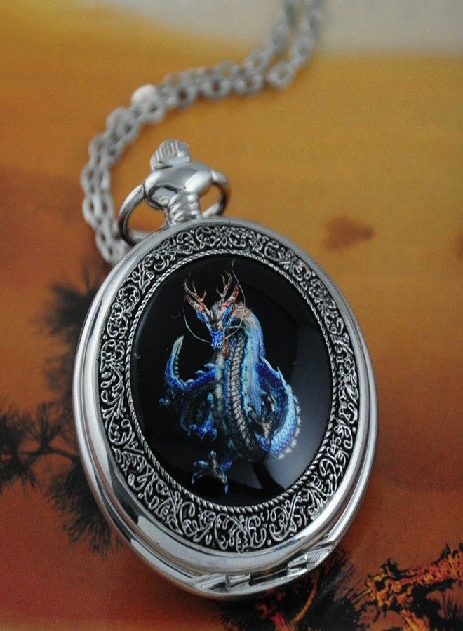 VIGOROSO Watches Steampunk Cool Evil Dragon Enamel Painting Pocket Watch in Gift Box - Image 2