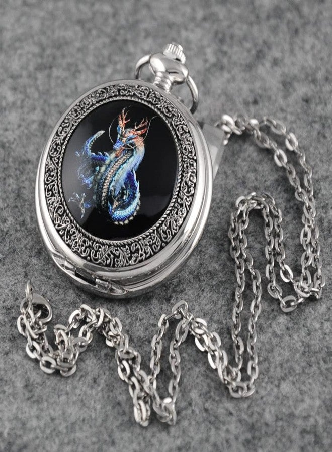 VIGOROSO Watches Steampunk Cool Evil Dragon Enamel Painting Pocket Watch in Gift Box - Image 5