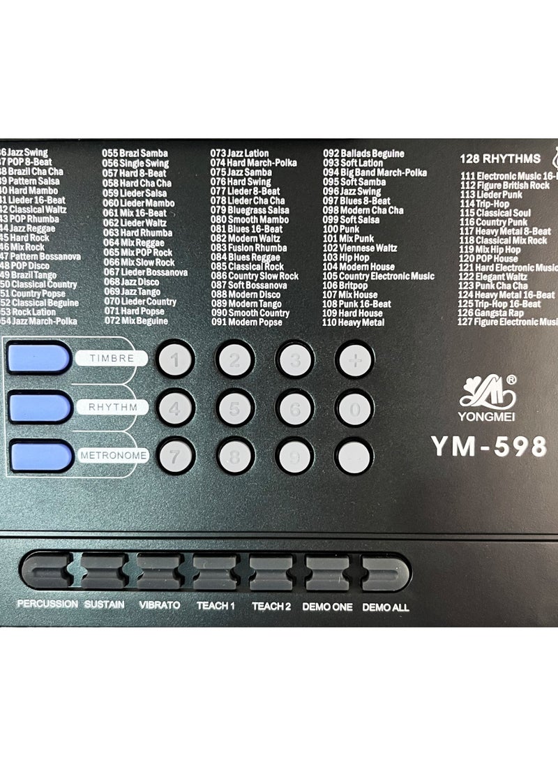 يونغمي - YONGMEI 61-Key Digital Piano Keyboard & Sheet Music Stand - لوحة مفاتيح إلكترونية محمولة للمبتدئين والأطفال والكبار YM-598 - Image 1