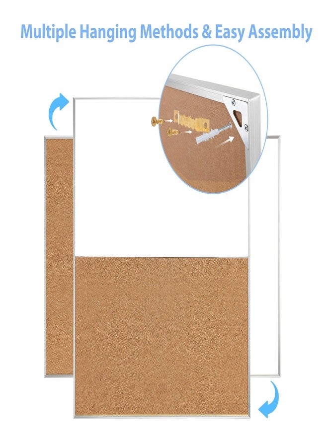 ARCOBIS Cork Board White Board Combo, 24 x 18 Inch Bulletin Board, Magnetic Dry Erase Board & Corkboard for Wall, Vision Board for Home, Office, School, Silver Frame - Image 4